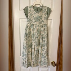 Therese Floral Green and Cream Linen Jumper& Top Girls size 8
